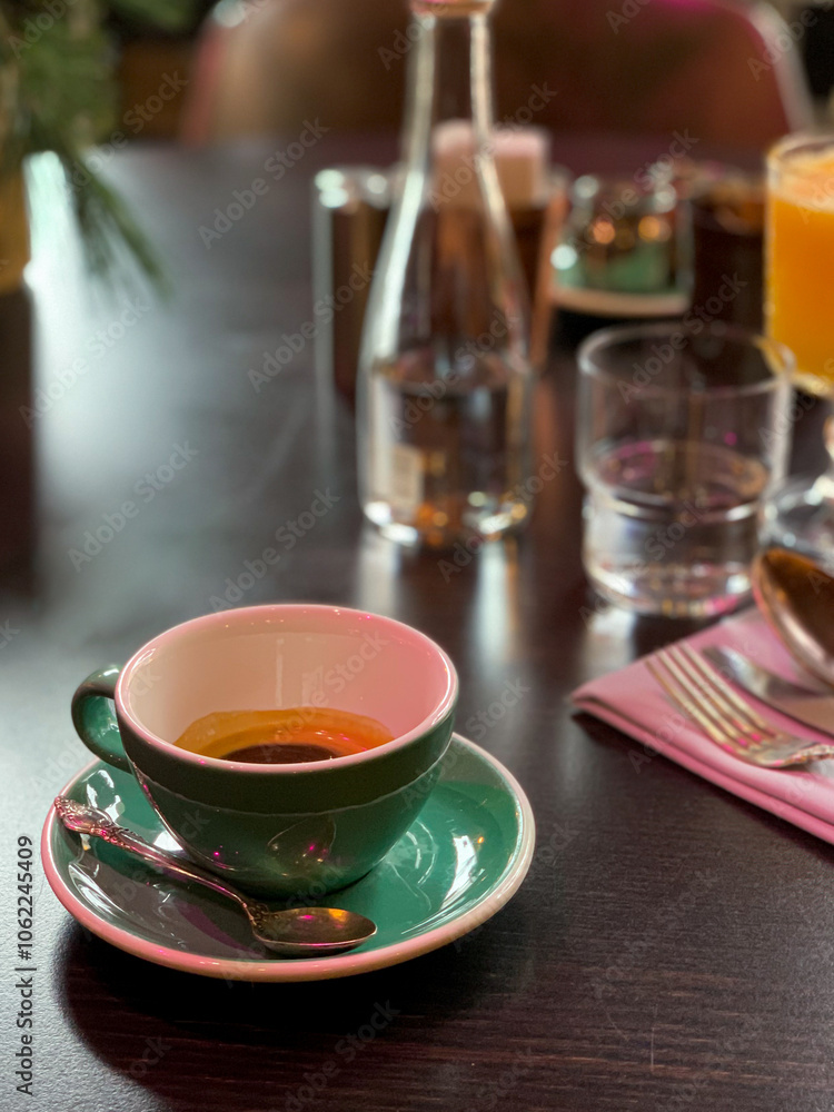 Coffee Moment A Beautifully Serene Table Setting Featuring a Cup of Pure Joy and Comfort