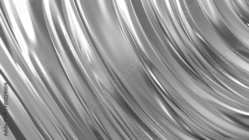 Smooth Reflective Silver Metallic Waves Abstract Background