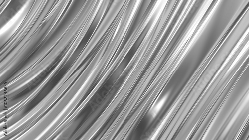 Smooth Reflective Silver Metallic Waves Abstract Background