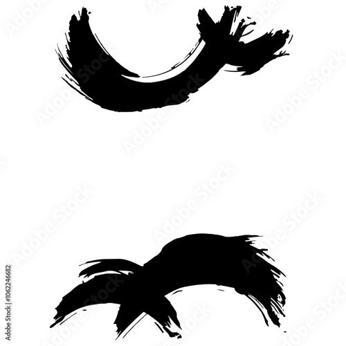 和風素材　筆で描かれた線のイラストセット　ベクター