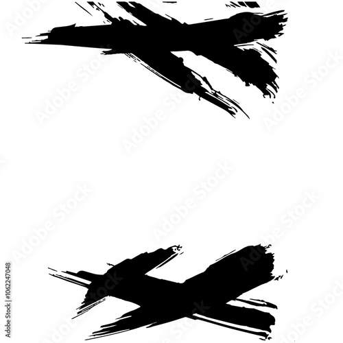 和風素材　筆で描かれた線のイラストセット　ベクター