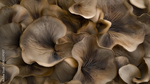 A close up of a cluster of mushrooms with a brownish hue photo