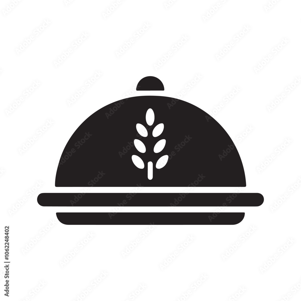 Covered Plate of Food Silhouette Vector | Elegant Dining Icons for Menus Covered Plate of Food Silhouette Vector | Elegant Dining Icons for Menus
