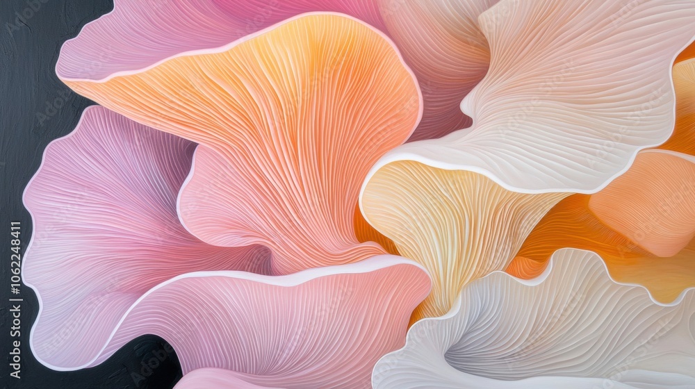 A painting of a flower with pink, orange, and white petals A painting of a flower with pink, orange, and white petals