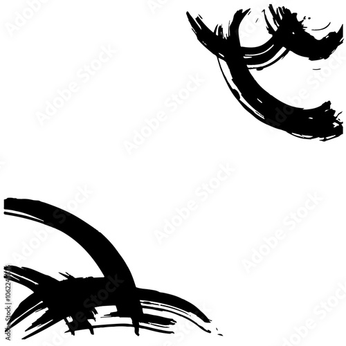 和風素材　筆で描かれた線のイラストセット　ベクター