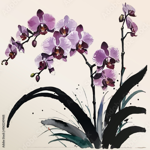 orchid watercolor painting