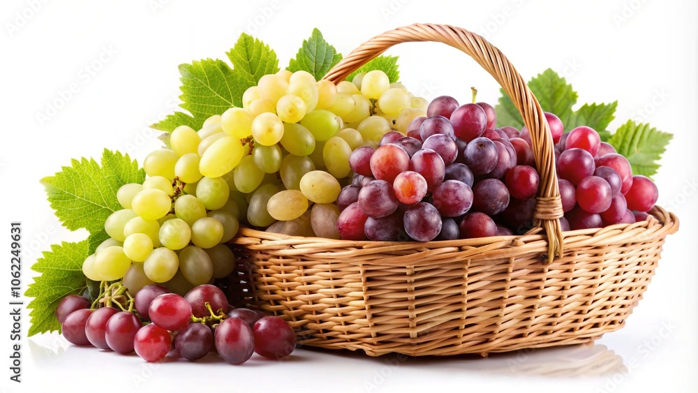White and red grapes in wicker basket isolated on white background, Xinjiang Uygur Autonomous Region, China
White and red grapes in wicker basket isolated on white background, Xinjiang Uygur Autonomous Region, China
