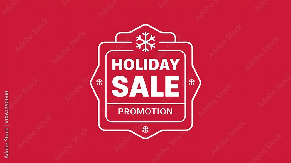 White Holiday Sale Promotion Label with Snowflakes on Red Background White Holiday Sale Promotion Label with Snowflakes on Red Background