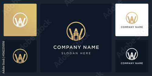 W residencial logo and icon editable