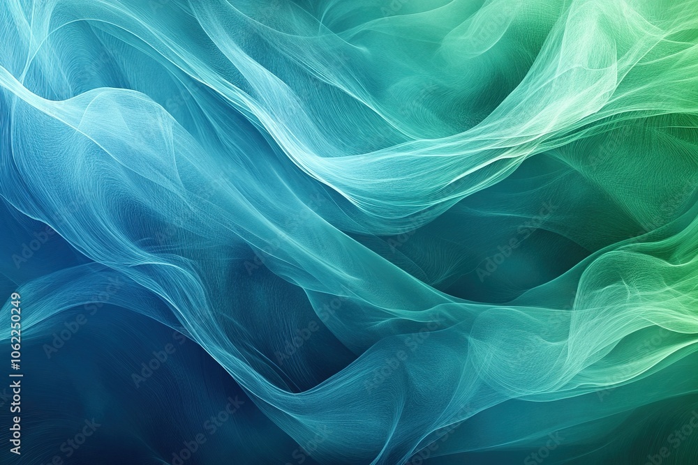Obraz premium Abstract blue and green waves flow smoothly