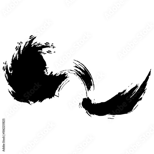 シンプルな波の墨絵のイラスト素材　ベクター