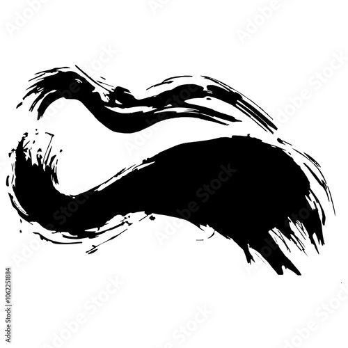 シンプルな波の墨絵のイラスト素材　ベクター