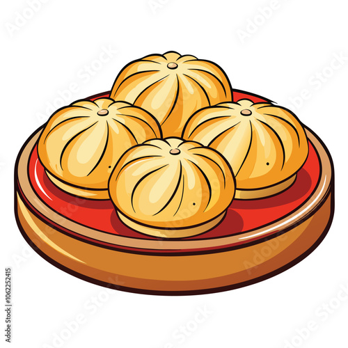 Chinese dumpling Vector illustration.