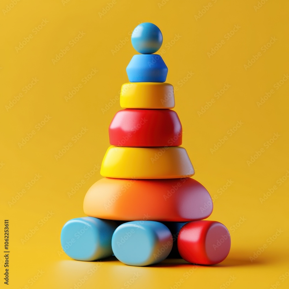 Colorful Stacking Toy - Minimal and Vibrant Composition Colorful Stacking Toy - Minimal and Vibrant Composition