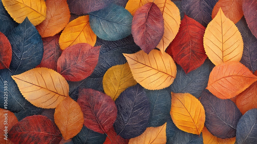 Halloween detailed leaf patterns with autumnal hues Halloween detailed leaf patterns with autumnal hues