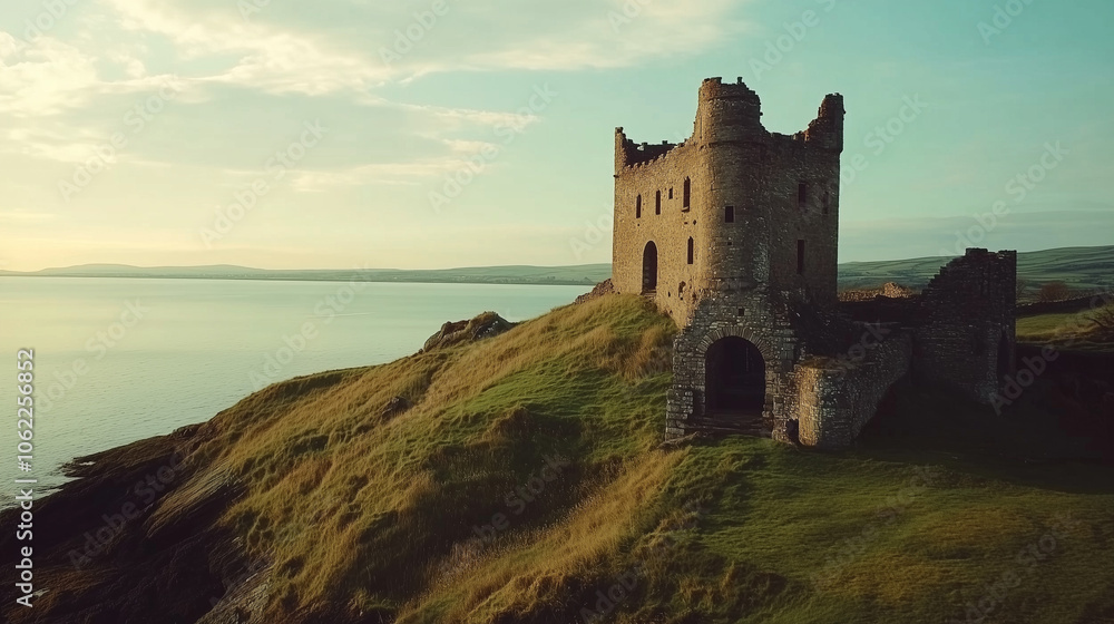 Historic Irish Castle with Lush Green Landscape Historic Irish Castle with Lush Green Landscape
