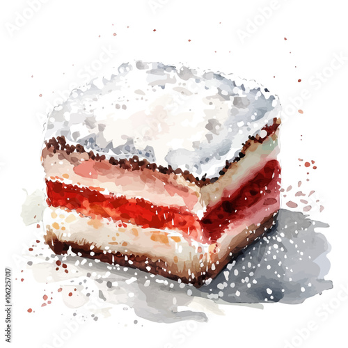 A watercolor vector of Lamington, isolated on a white background.