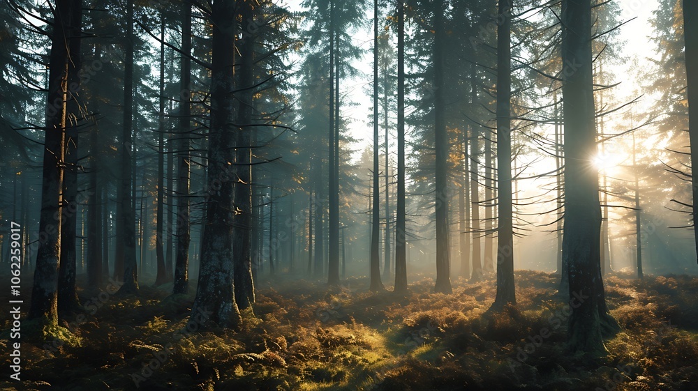 Obraz premium Peaceful Bamboo Forest Capturing Tranquility and Dense Green Atmosphere 