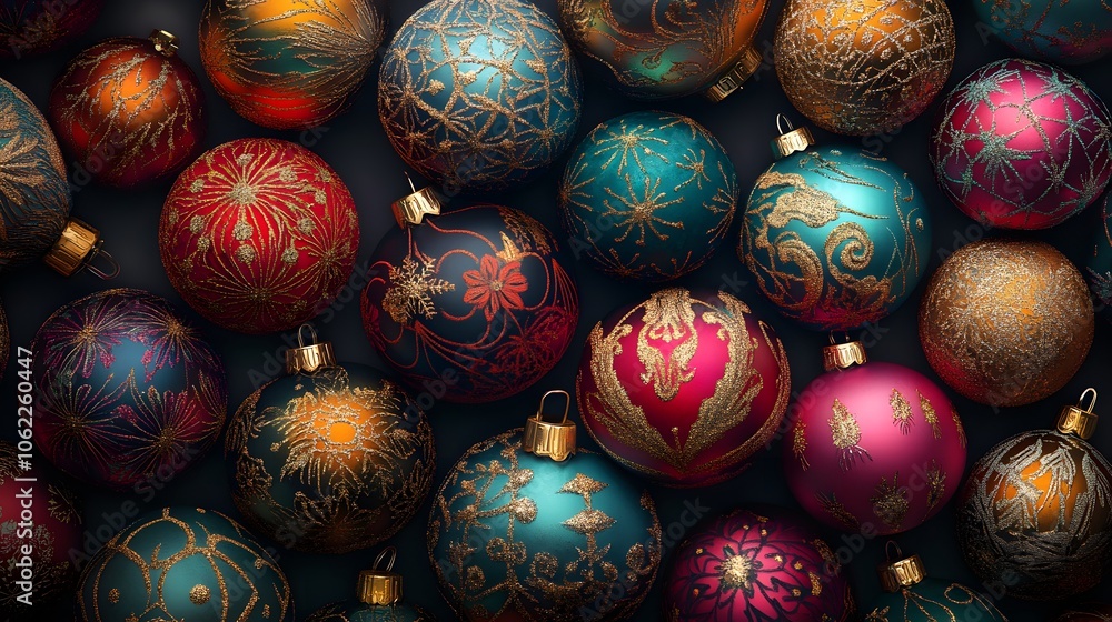 Christmas colorful bauble patterns with intricate designs Christmas colorful bauble patterns with intricate designs