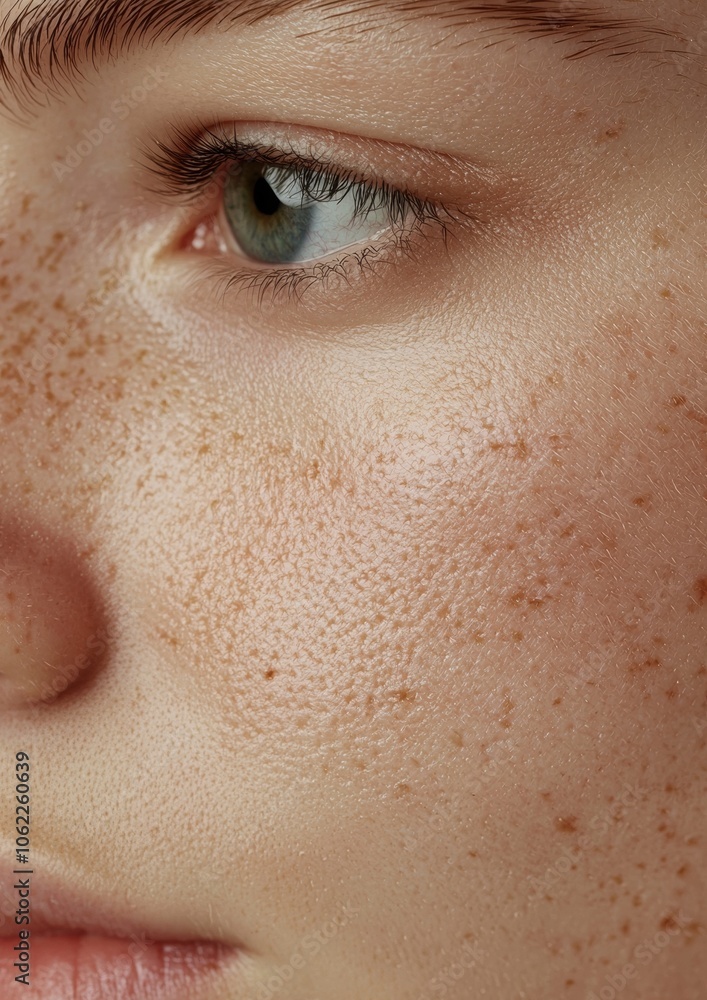 Obraz premium A woman with a green eye and a red nose