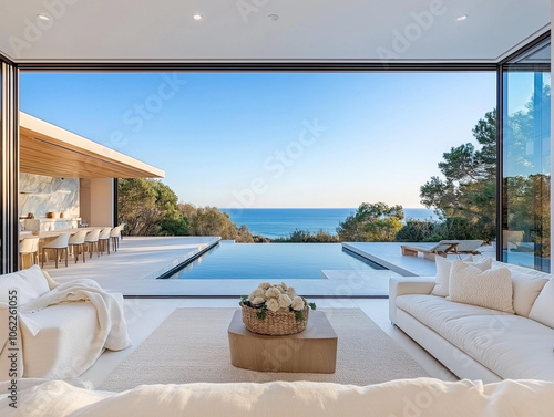 Oceanfront Oasis  Modern living meets breathtaking views in this stunning living space. Imagine waking up to the soothing sound of waves crashing against the shore.