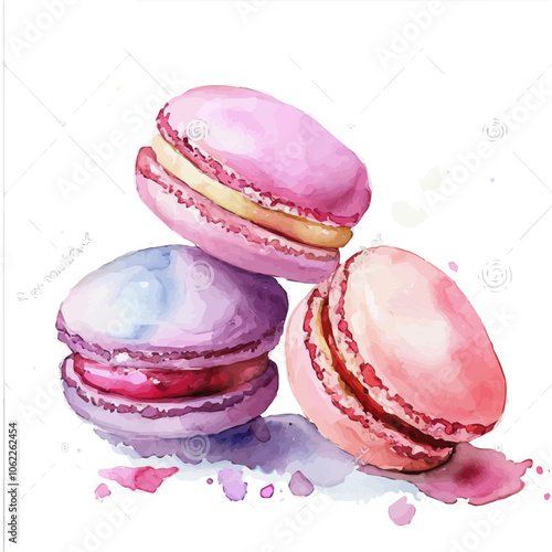 A watercolor vector of Macaroon, isolated on a white background.