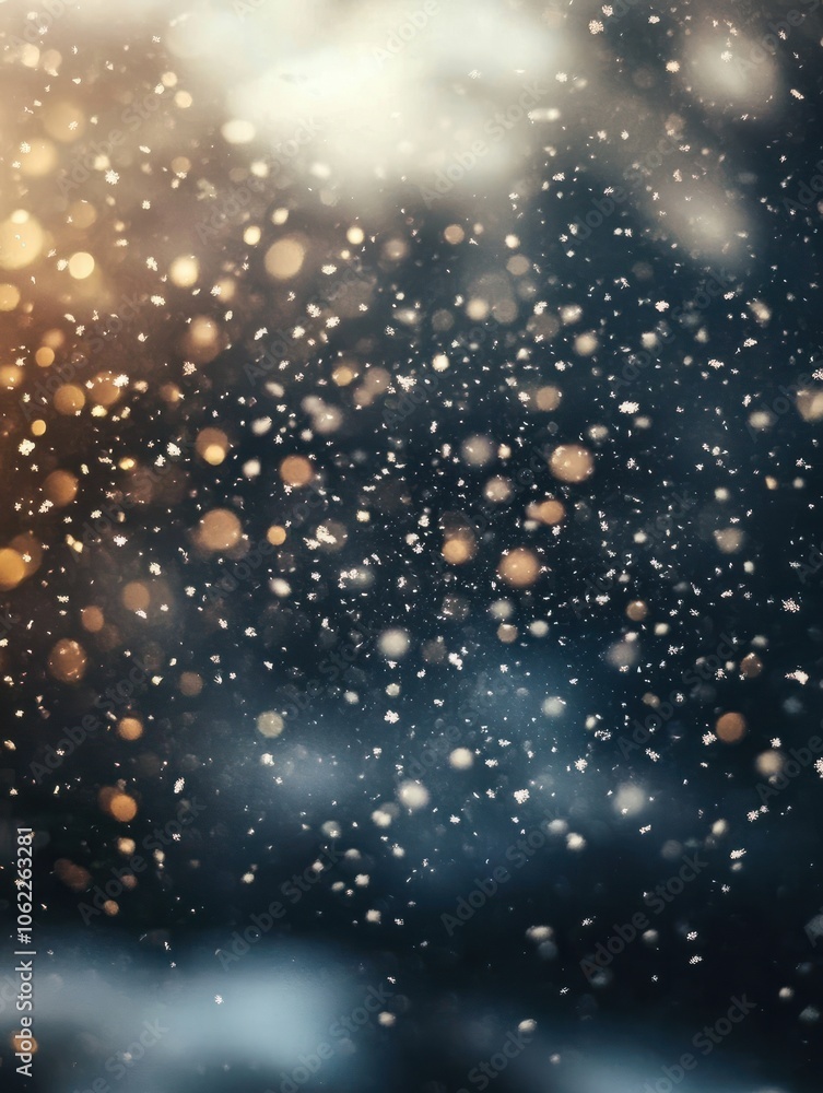 Fototapeta premium abstract winter background with snowflakes, Christmas background with heavy snowfall, snowflakes in the sky
