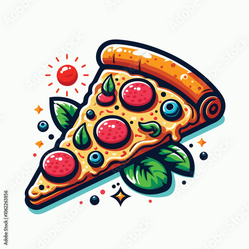 fast pizza slice doodle hand drawn illustration