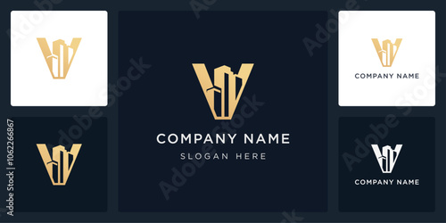 Unique letter V residence logo and icon editable