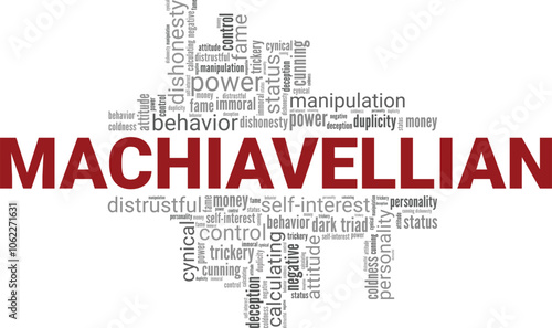 Machiavellian word cloud conceptual design isolated on white background.
