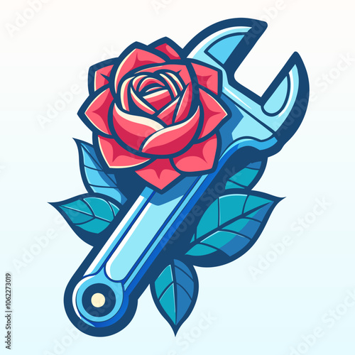 red rose wrench, romance art beauty love