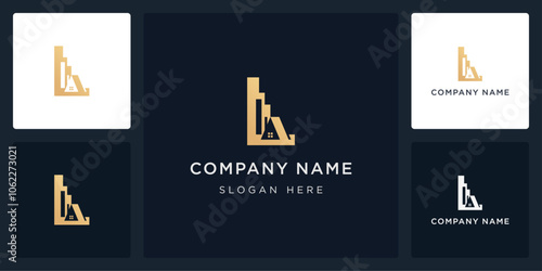 Unique letter L real estate logo and icon editable