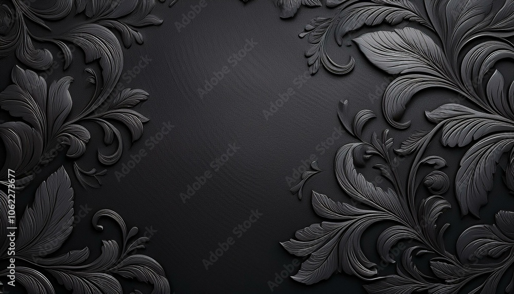 Elegant black floral design with a 3D effect. Perfect for a background or invitation. Elegant black floral design with a 3D effect. Perfect for a background or invitation.