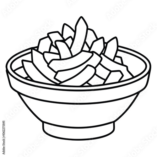 Poutine hand-drawn icon vector illustration.