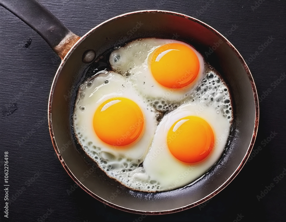 Three Sunny Side Up Eggs in a Frying Pan AI Three Sunny Side Up Eggs in a Frying Pan AI