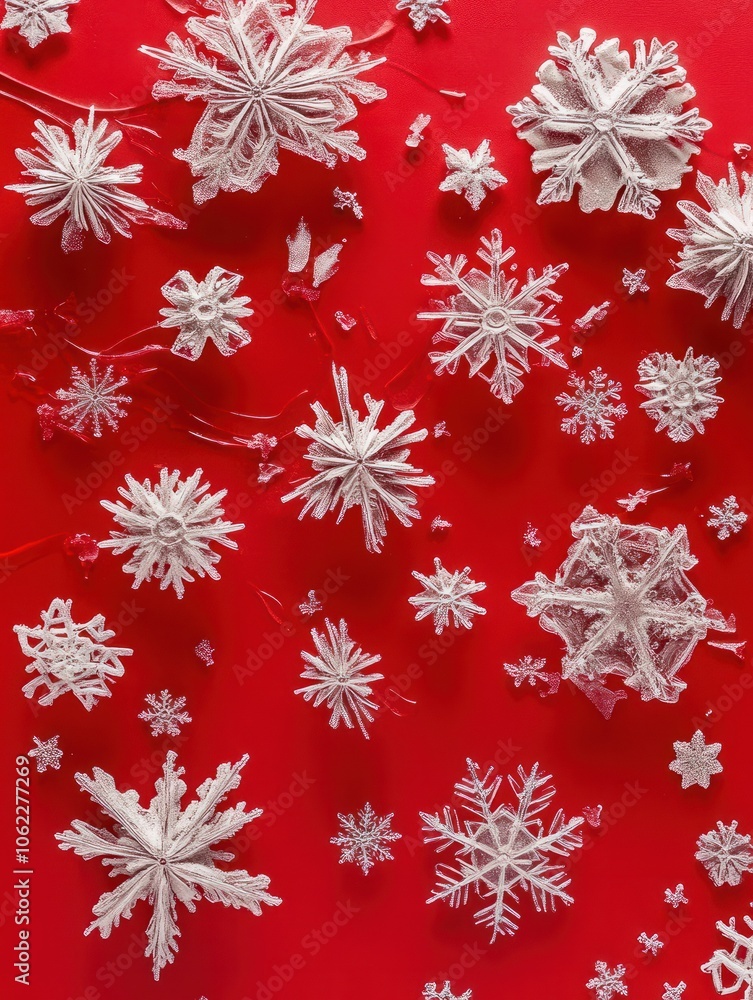 snowflakes on a red background snowflakes on a red background
