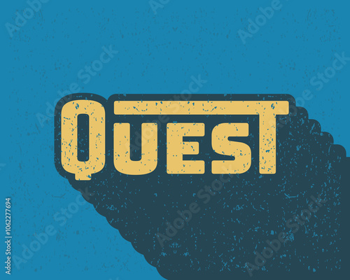 Long shadow text effect quest typography design for in blue color retro style. Lettering vector illustration. Suitable for wall art decoration