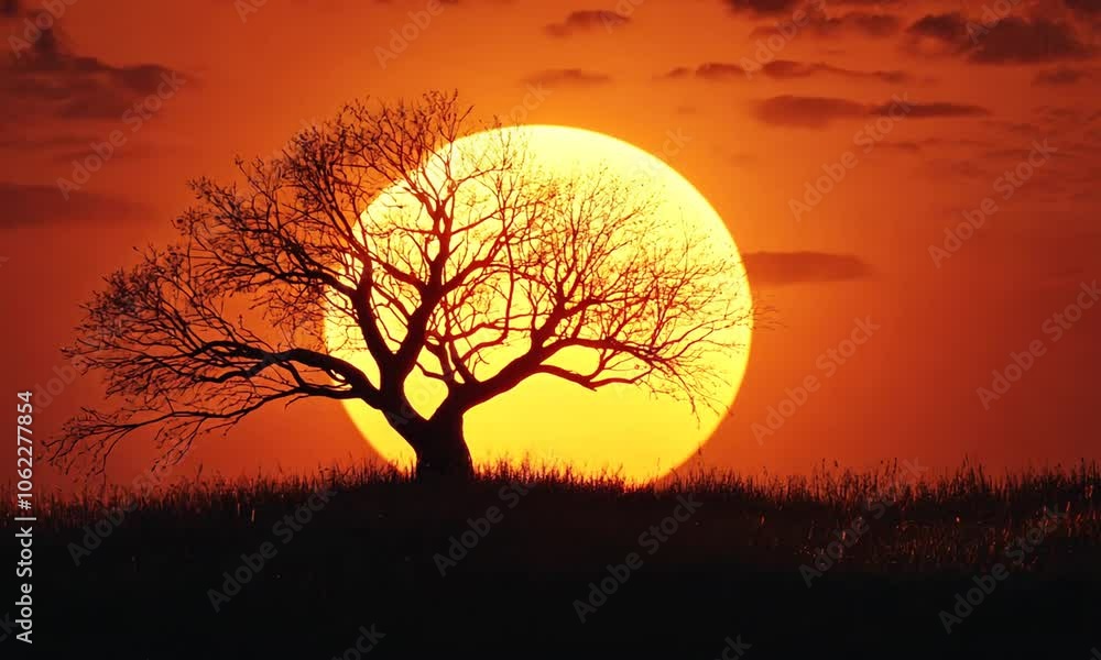 Silhouette of a Tree at Sunset