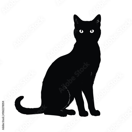 a cat sitting on the ground vector silhouette, black color silhouette