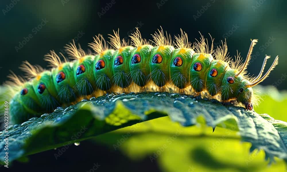 Green Caterpillar on a Leaf Green Caterpillar on a Leaf