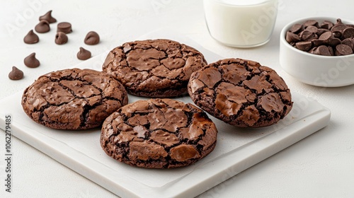 Delicious Chocolate Brownie Cookies on White Plate