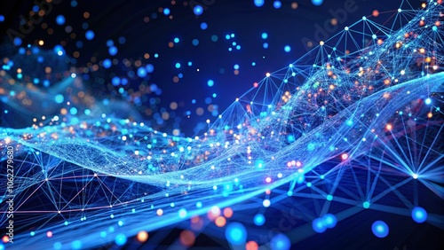 Interweaving Blue Dots and Lines in Technology Background