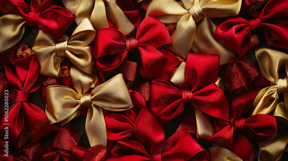 Christmas red and gold ribbons and bows Christmas red and gold ribbons and bows