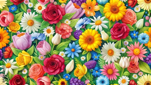 Colorful Floral Seamless Pattern Design