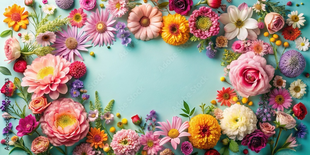 Elegant Floral Composition on Soft Blue Background Elegant Floral Composition on Soft Blue Background
