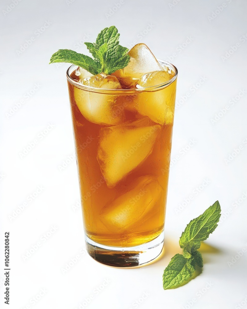 A refreshing iced tea sweetened with natural honey and infused with fresh mint, offering a naturally sweet and cooling beverage perfect for hot summer days A refreshing iced tea sweetened with natural honey and infused with fresh mint, offering a naturally sweet and cooling beverage perfect for hot summer days
