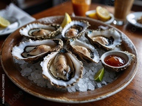 Oysters on a plate