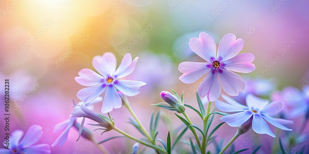 Soft Pastel Wildflower Phlox in Minimalist Style Soft Pastel Wildflower Phlox in Minimalist Style