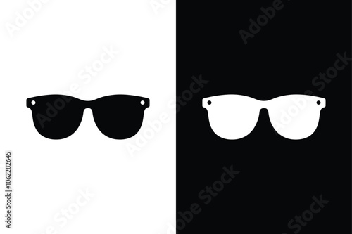 High Quality Spectacle And Goggles Silhouette Vector Icons With Black And White Backgrounds.