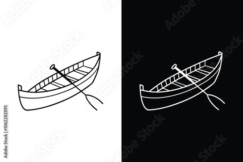 Canoe icon on White Background Vector Art Illustration on white background.	